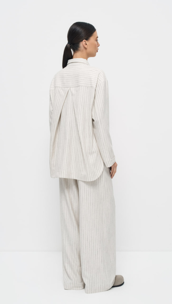 БЛУЗКА ALPECORA из льняной полосчатой ткани с натуральной текстурой